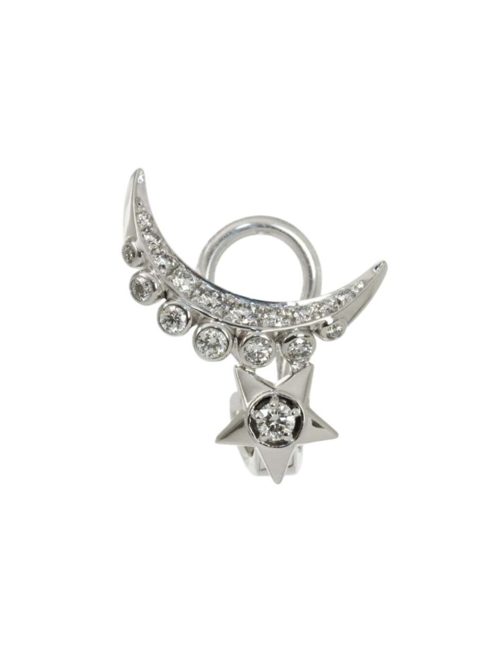 Chanel Comet Diamond Single Earrings 18K White Gold 750 Star Only One Side